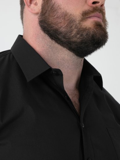 D555 Lucas Rastezljiva Košulja Kratkih Rukava Otporna Na Mrlje Bez Peglanja Crna - Košulje - Muške Košulje Veliki Brojevi