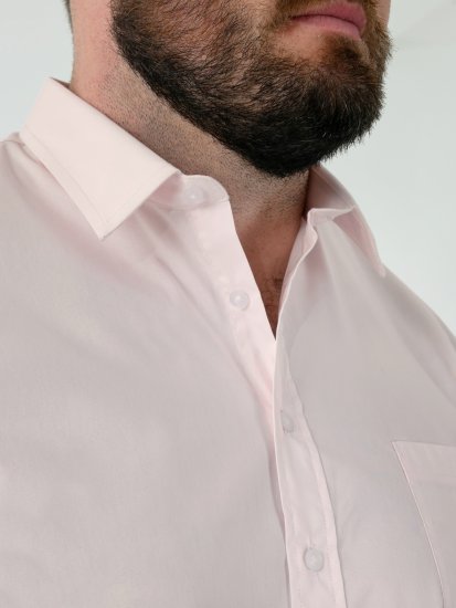 D555 Lucas Rastezljiva Košulja Kratkih Rukava Otporna Na Mrlje Bez Peglanja Ružičasta - Košulje - Muške Košulje Veliki Brojevi