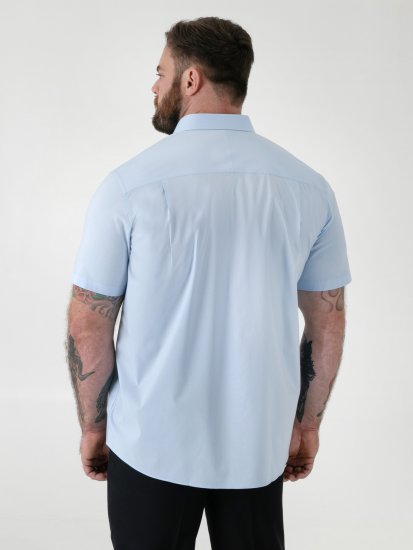 D555 Lucas Rastezljiva Košulja Kratkih Rukava Otporna Na Mrlje Bez Peglanja Nebesko Plava - Košulje - Muške Košulje Veliki Brojevi