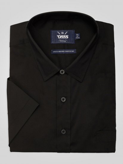 D555 Lucas Rastezljiva Košulja Kratkih Rukava Otporna Na Mrlje Bez Peglanja Crna - Košulje - Muške Košulje Veliki Brojevi