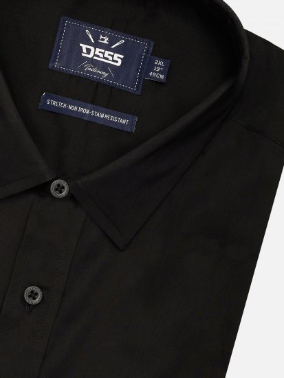 D555 Lucas Rastezljiva Košulja Kratkih Rukava Otporna Na Mrlje Bez Peglanja Crna - Košulje - Muške Košulje Veliki Brojevi