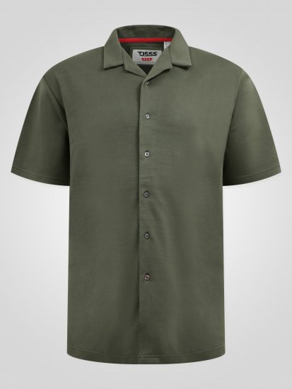 D555 Connor Stretch Cuban Collar Reosrt Short Sleeve Shirt Khaki - Košulje - Muške Košulje Veliki Brojevi