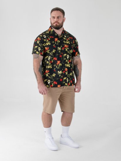 D555 Gordon Hawaiian AOP Cuvan Collar Resort Short Sleeve Black - Košulje - Muške Košulje Veliki Brojevi