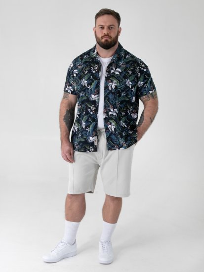 D555 Corden Hawaiian AOP Cuban Collar Resort Short Sleeve Navy - Košulje kratkih rukava - 