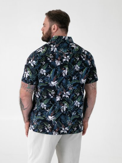 D555 Corden Hawaiian AOP Cuban Collar Resort Short Sleeve Navy - Košulje kratkih rukava - 