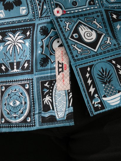 D555 Hawkins Printed Cuban Collar Resort Short Sleeve Shirt Teal - Košulje - Muške Košulje Veliki Brojevi