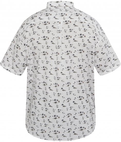 North Latitude 61111 Lanena Košulja s Printom Kratki Rukav Bijela - Košulje - Muške Košulje Veliki Brojevi