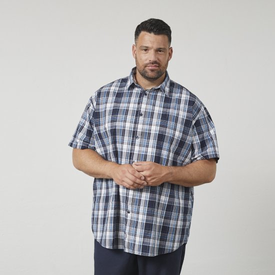 North Latitude 61115 Karirana Košulja Extra Dugi Kroj Tamno Plava - Košulje - Muške Košulje Veliki Brojevi