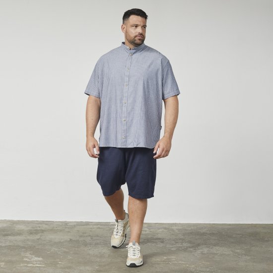 North Latitude 61164 Prugasta Košulja s Mao Ovratnikom Siva - Košulje - Muške Košulje Veliki Brojevi