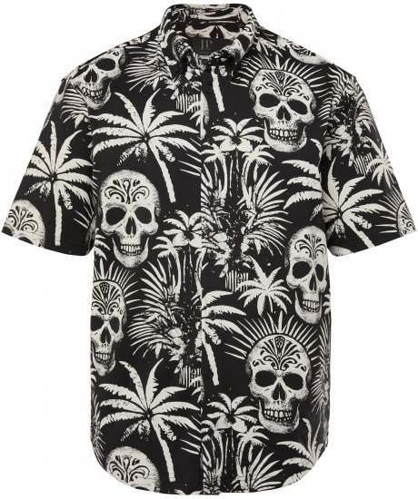 JP1880 Skull Pattern Jersey Short Sleeve Shirt Black - Košulje - Muške Košulje Veliki Brojevi