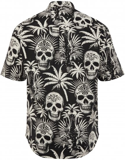 JP1880 Skull Pattern Jersey Short Sleeve Shirt Black - Košulje - Muške Košulje Veliki Brojevi