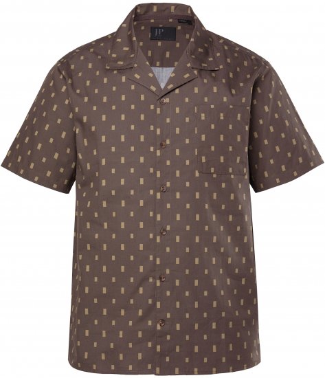 JP1880 Boxy Cuba Short Sleeve Shirt Brown - Košulje - Muške Košulje Veliki Brojevi