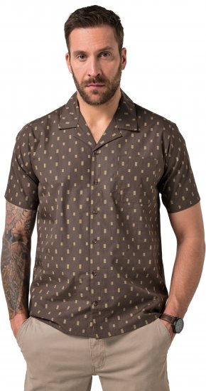 JP1880 Boxy Cuba Short Sleeve Shirt Brown - Košulje - Muške Košulje Veliki Brojevi