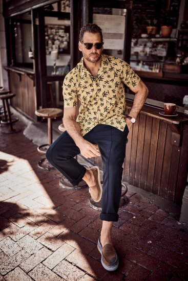 JP1880 Boxy Cuba Short Sleeve Shirt Camel - Košulje - Muške Košulje Veliki Brojevi