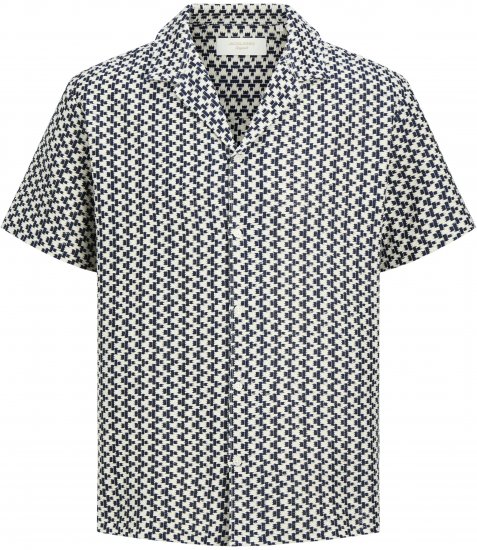 Jack & Jones Montauk Crochet Short Sleeve Shirt Navy - Košulje - Muške Košulje Veliki Brojevi
