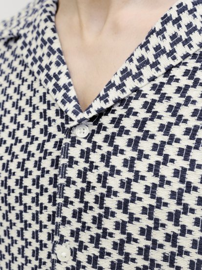Jack & Jones Montauk Crochet Short Sleeve Shirt Navy - Košulje - Muške Košulje Veliki Brojevi