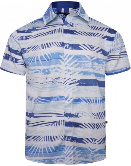 Kam Jeans 6065 Faded Leaf Short Sleeve Shirt Blue - Košulje - Muške Košulje Veliki Brojevi