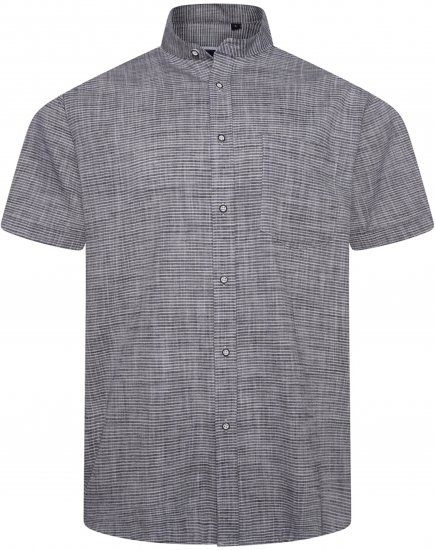 Kam Jeans 6334 Striped Grandad Short Sleeve Shirt Charcoal - Košulje - Muške Košulje Veliki Brojevi