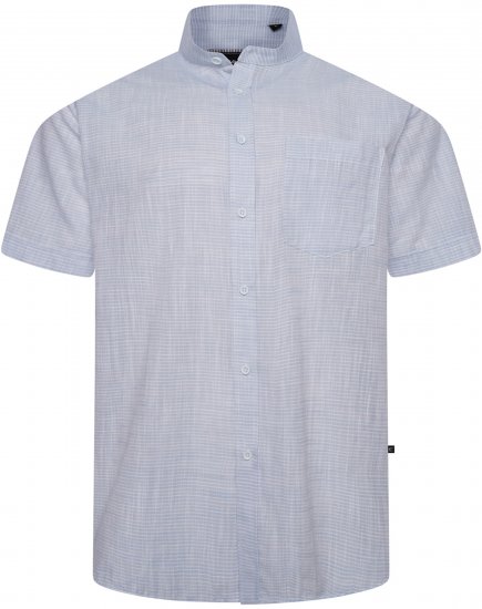Kam Jeans 6334 Striped Grandad Short Sleeve Shirt Blue - Košulje - Muške Košulje Veliki Brojevi