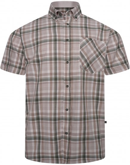 Kam Jeans 6339 Checked Short Sleeve Shirt Beige - Košulje - Muške Košulje Veliki Brojevi