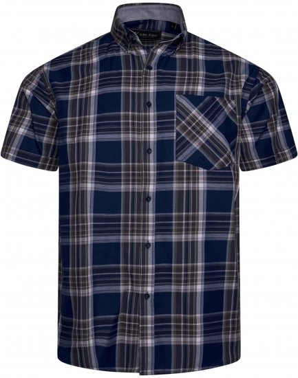 Kam jeans 6350 Casual Checked Short Sleeve Shirt Indigo - Košulje - Muške Košulje Veliki Brojevi