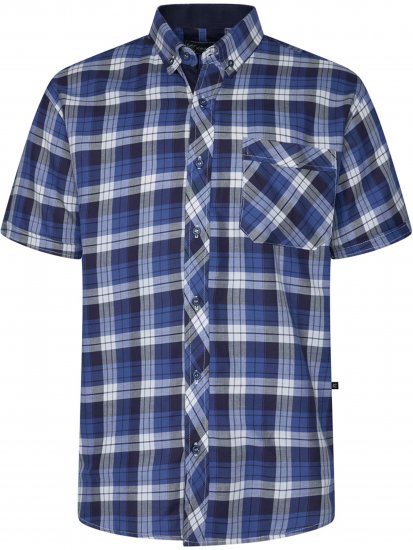 Kam Jeans 6369 Checked Short Sleeve Shirt Blue - Košulje - Muške Košulje Veliki Brojevi