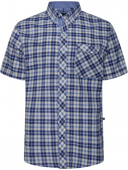 Kam Jeans 6370 Checked Short Sleeve Shirt Blue - Košulje - Muške Košulje Veliki Brojevi
