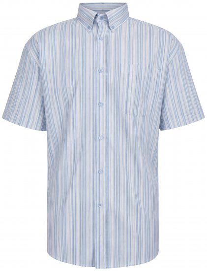 Kam Jeans 6373 Casual Striped Short Sleeve Shirt Blue - Košulje - Muške Košulje Veliki Brojevi