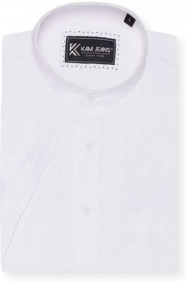 Kam Jeans P020 Premium Short Sleeve Oxford Shirt White - Košulje - Muške Košulje Veliki Brojevi