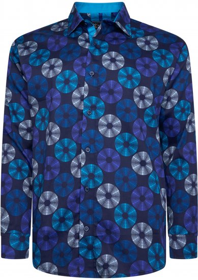 Kam Jeans 6071 Record Print Long Sleeve Shirt Navy - Košulje - Muške Košulje Veliki Brojevi