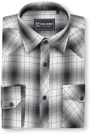 Kam Jeans 6352 Western Twin Pocket Long Sleeve Shirt Charcoal - Košulje - Muške Košulje Veliki Brojevi