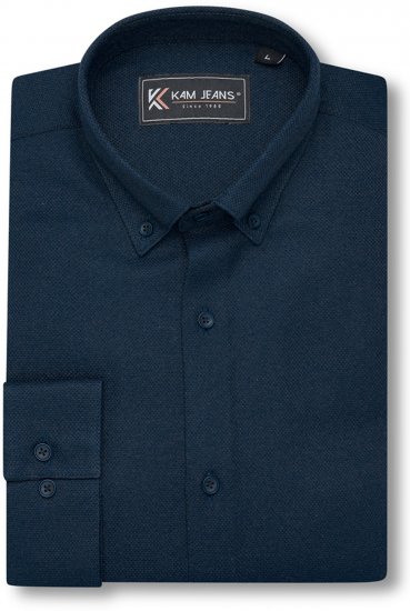 Kam Jeans 6357 Dobby Weave Shirt Navy - Košulje - Muške Košulje Veliki Brojevi