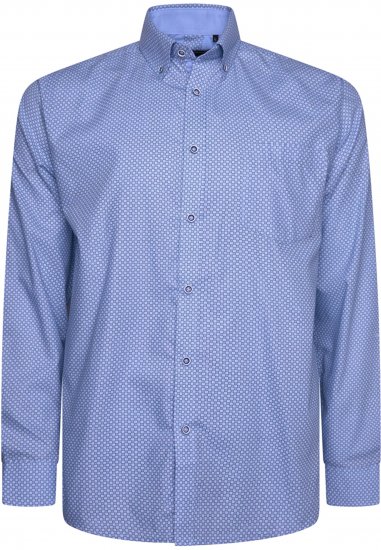 Kam Jeans 6361 All Over Geo Print Long Sleeve Shirt Sky Blue - Košulje - Muške Košulje Veliki Brojevi