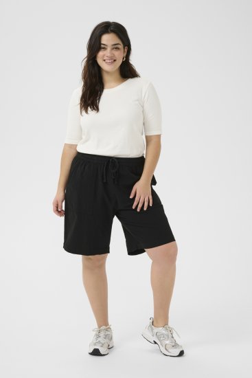 Kaffe Curve Nana Liah Kratke hlače Crna - Traperice & Hlače u Velikim Veličinama – Plus Size - 