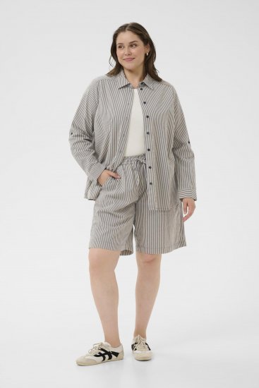 Kaffe Curve Nana Prugaste kratke hlače Ponoć/Bijela prugasta - Traperice & Hlače u Velikim Veličinama – Plus Size - 