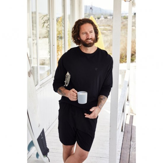 JP1880 Shorts Elastic Waistband Black - Kratke hlače - Muške Kratke Hlače Veliki Brojevi 