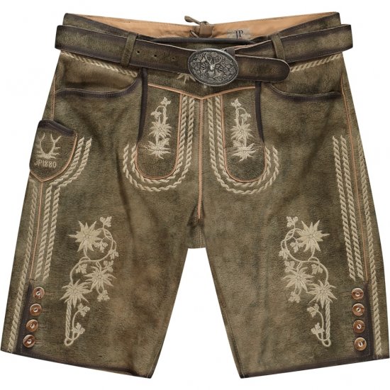 JP1880 Shorts Goat Suede with Belt Buckle Traditional Moss Green - Svečana odjeća - Svečana i blagdanska odjeća – Slavite elegantno i udobno