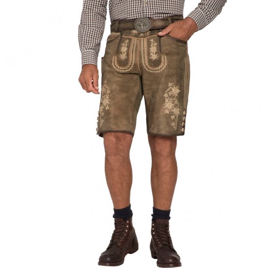 JP1880 Shorts Goat Suede with Belt Buckle Traditional Moss Green - Svečana odjeća - Svečana i blagdanska odjeća – Slavite elegantno i udobno