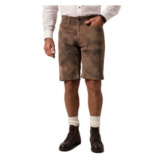 JP1880 Shorts Leather Traditional Cowhide Brown - Kratke hlače - Muške Kratke Hlače Veliki Brojevi 