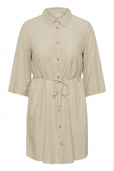 Kaffe Curve Milla Short Shirt Dress Chinchilla/Chalk Stripe - Mini haljine - 