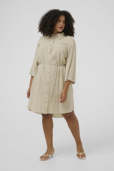 Kaffe Curve Milla Short Shirt Dress Chinchilla/Chalk Stripe - Mini haljine - 