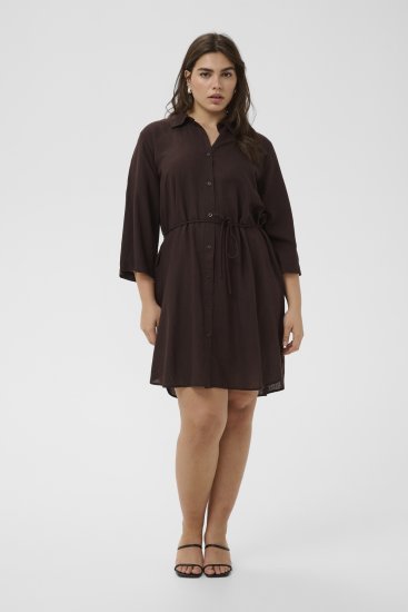 Kaffe Curve Mille Short Shirt Dress Black Coffee Brown - Mini haljine - 