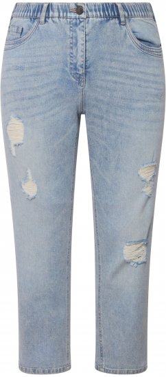 Ulla Popken Stonewashed Distressed Boyfriend Jeans Light Blue - Traperice & Hlače u Velikim Veličinama – Plus Size - 