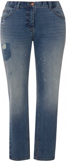 Ulla Popken Distressed Stretch Fit Boyfriend Jeans Blue Denim - Traperice & Hlače u Velikim Veličinama – Plus Size - 