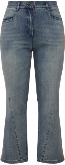 Ulla Popken Splatter Painted Jeans Washed Blue Denim - Traperice & Hlače u Velikim Veličinama – Plus Size - 