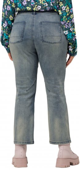 Ulla Popken Splatter Painted Jeans Washed Blue Denim - Traperice & Hlače u Velikim Veličinama – Plus Size - 