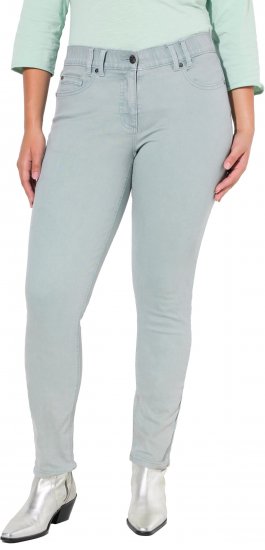Ulla Popken Slim Leg Light Wash Jeans Light Moss Light Moss Green - Traperice & Hlače u Velikim Veličinama – Plus Size - 