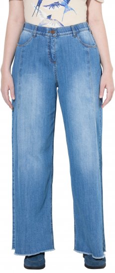 Ulla Popken Extra Wide Leg Stretch Fit Jeans Light Blue - Traperice & Hlače u Velikim Veličinama – Plus Size - 