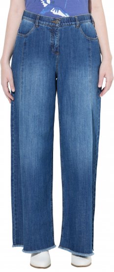 Ulla Popken Extra Wide Leg Stretch Fit Jeans Denim Blue - Traperice & Hlače u Velikim Veličinama – Plus Size - 