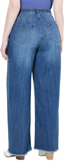 Ulla Popken Extra Wide Leg Stretch Fit Jeans Denim Blue - Traperice & Hlače u Velikim Veličinama – Plus Size - 